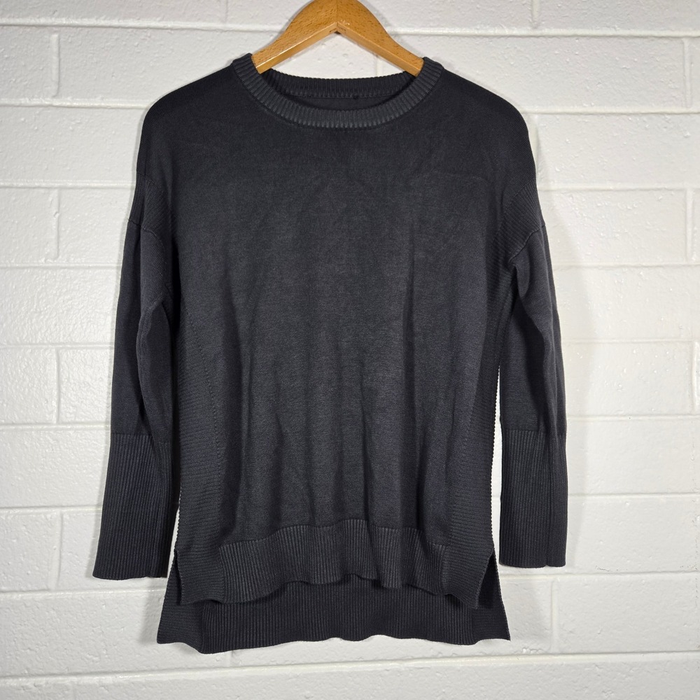 Viscose Blend Ribbed Trim‎ High Low Crewneck Sweater Large Minimalist Classic